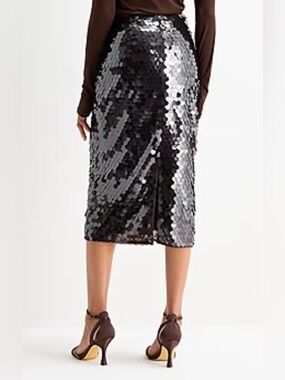 Worthington Dark Brown Large Sequin A-Line Skirt